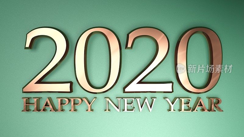 2020铜写金属绿色背景- 3D渲染插图